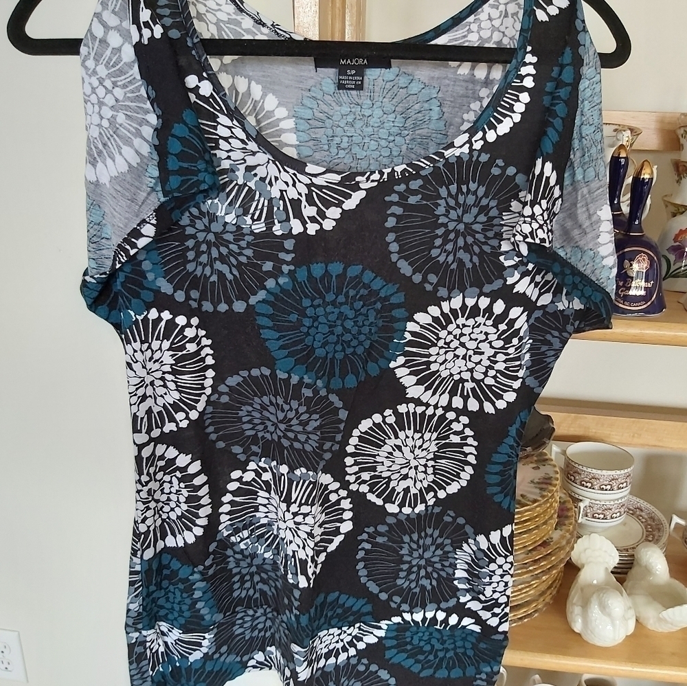 MAJORA TOP- BLUE,BLACK AND WHITE/B1